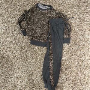 Splendid Brown and Gray Pajama Set Intimates & Sleepwear